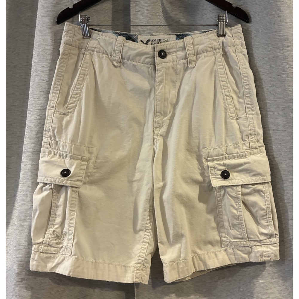 American Eagle Cargo Shorts Mens 30 Khaki Beige Classic Y2K